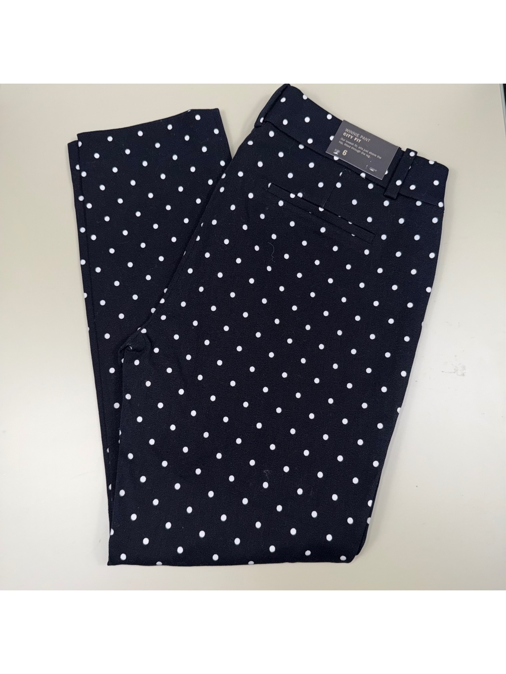J.Crew Winnie City Fit Women’s Navy White Polka Dot Ankle Pants Size 6 NWT
